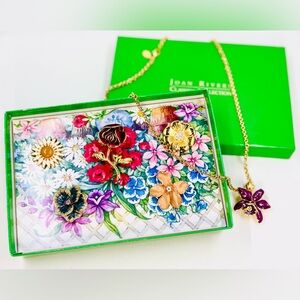 Joan Rivers Classics Collection Floral Garden Snap-On Brooch & Necklace Set